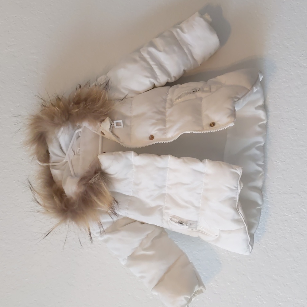 Winter puffer coat. Toddler 18-24mo. Girl winter coat. Fur lined hood